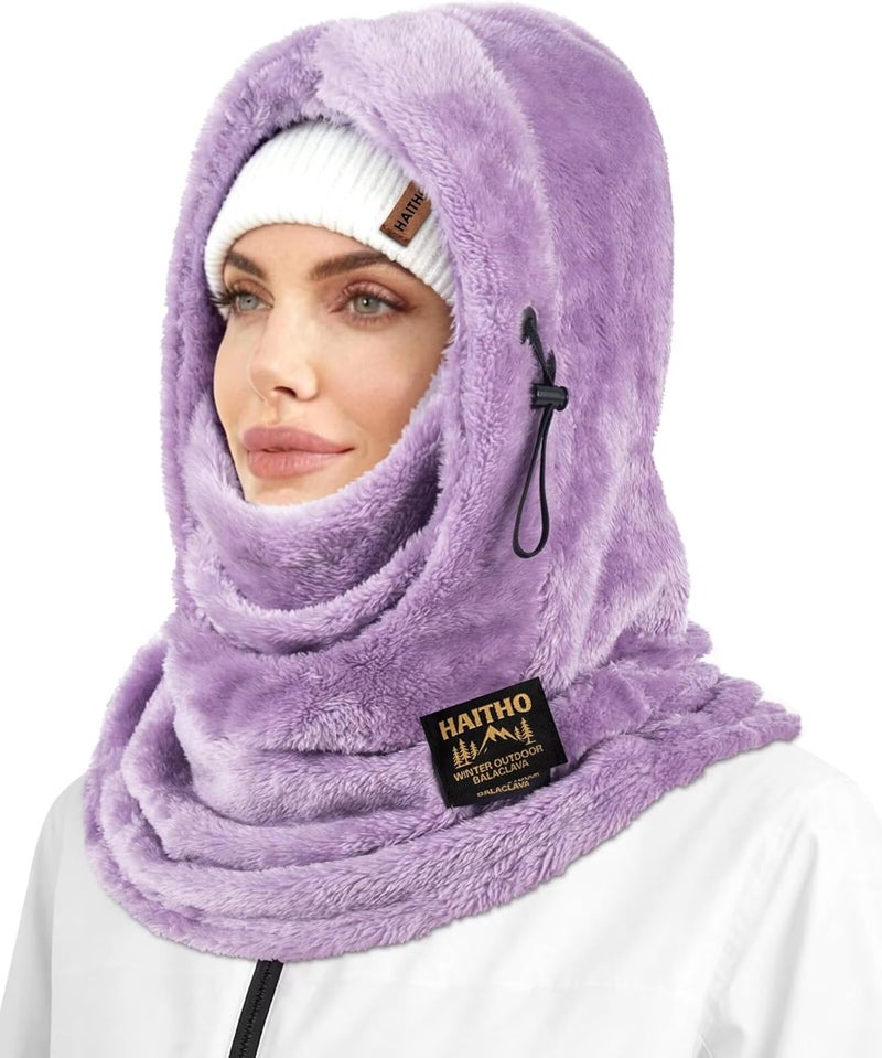 HAITHO Ski Mask Balaclava for Women Men, Winter Full Face Mask Hooded Scarf for Cold Weather, Warm Fleece Head Cover Neck Warmer - Image 1